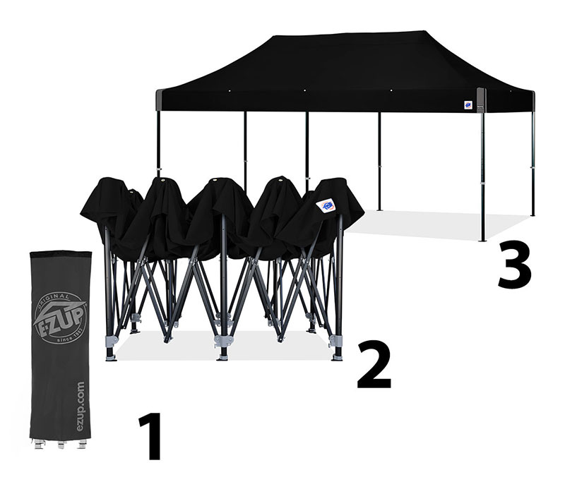 Професионална шатра Endeavor™ 3x6м. стъпки на разгъване
