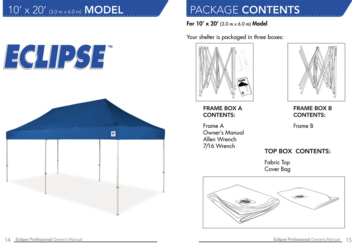 Ръководство за експлоатация шатри E-Z UP® Eclipse™ страница 14 и 15