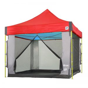 Скрийн куб за шатра с прави крака в комплект с червена шатра E-Z UP®