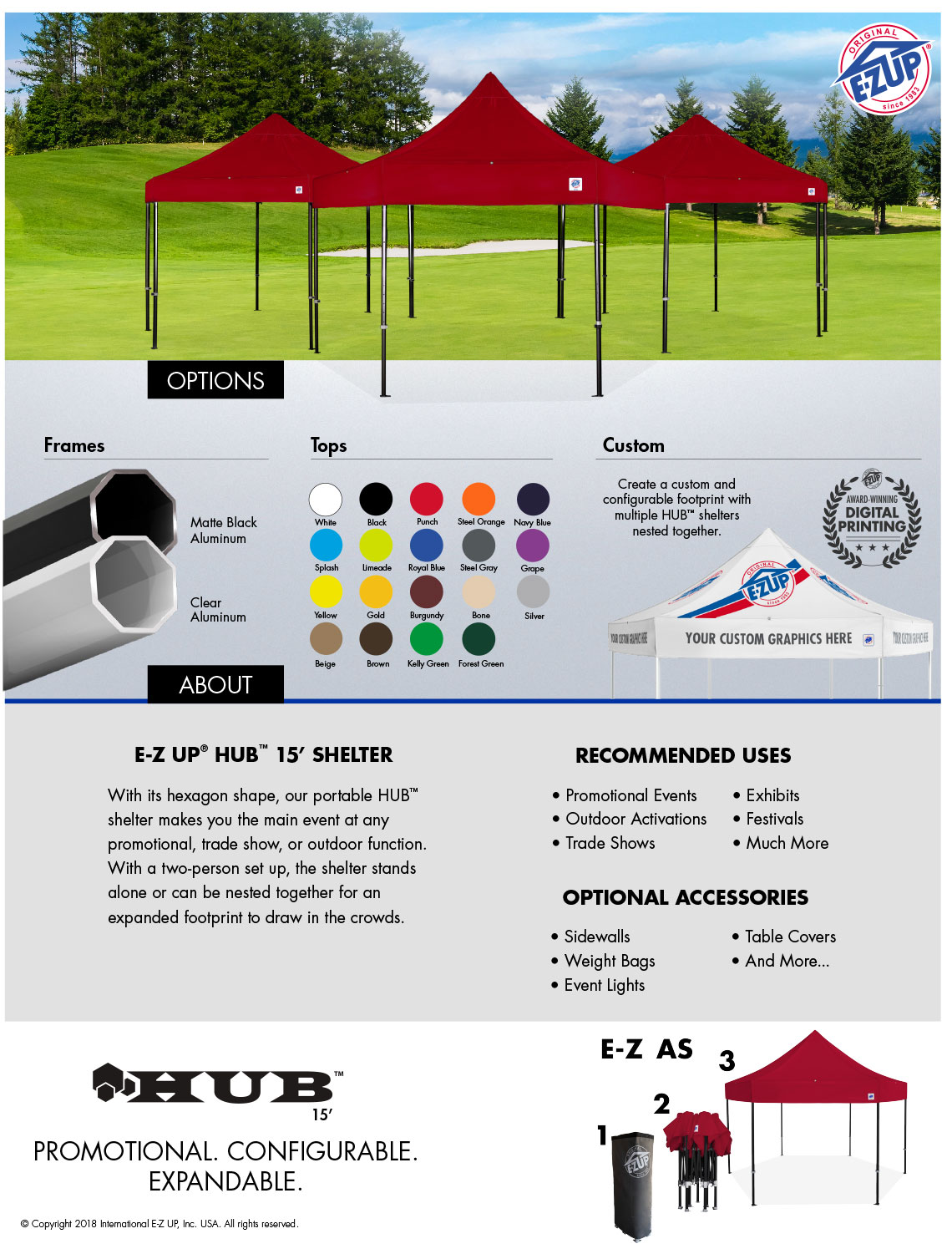 Професионална шестоъгълна шатра E-Z UP® HUB™ спецификации - страница 2