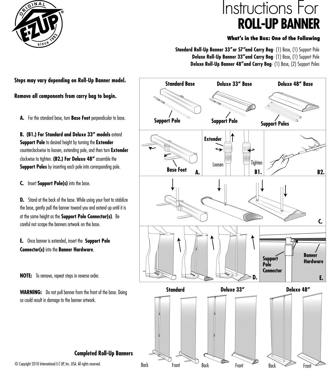рекламeн банер E-Z UP® Roll Up Banner инструкции
