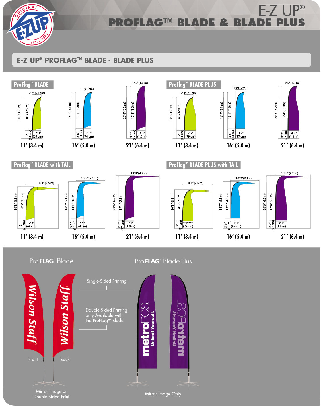 Спецификации професионалните флагове E-Z UP® Blade - страница 2