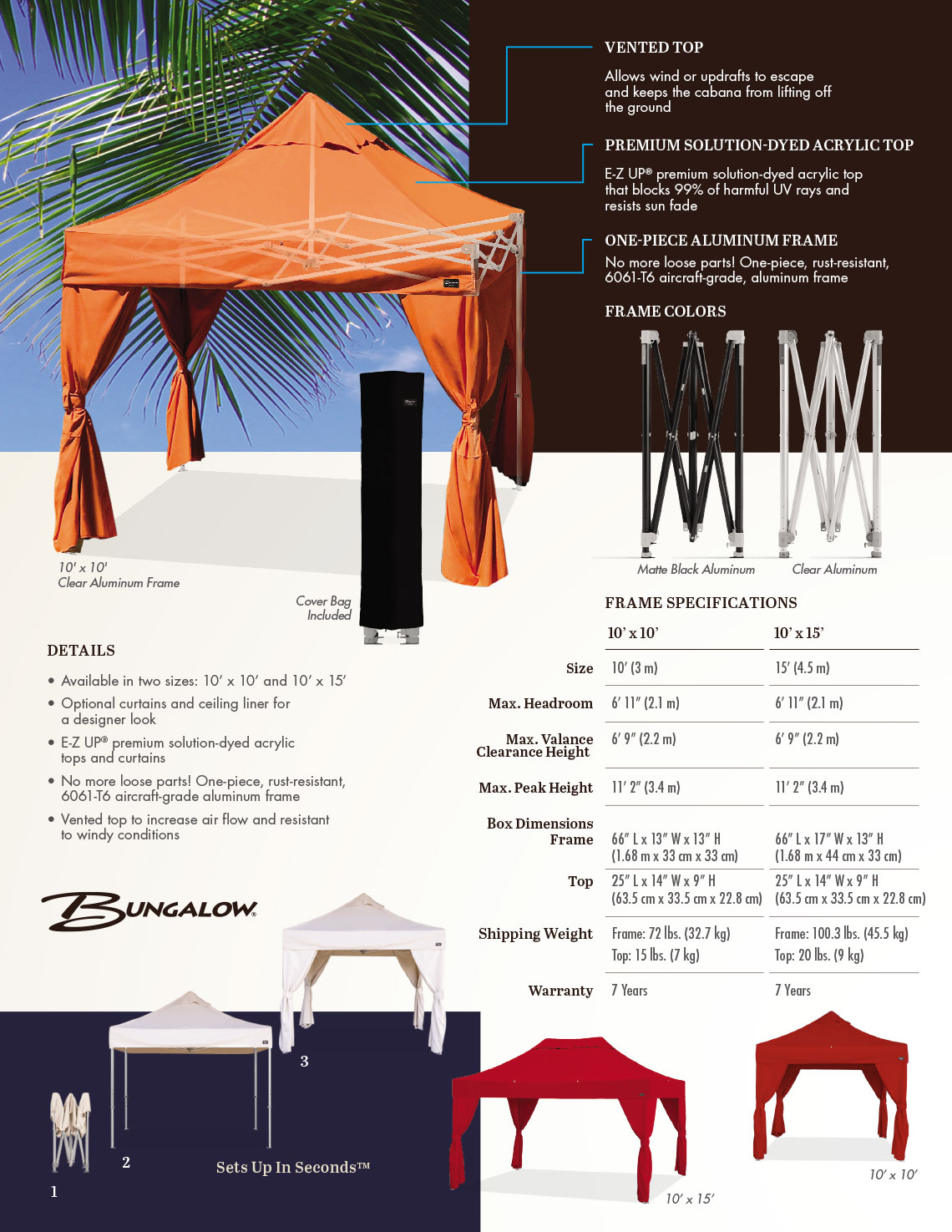 спецификации на луксозна шатра Bungalow® Cabana - страница 3