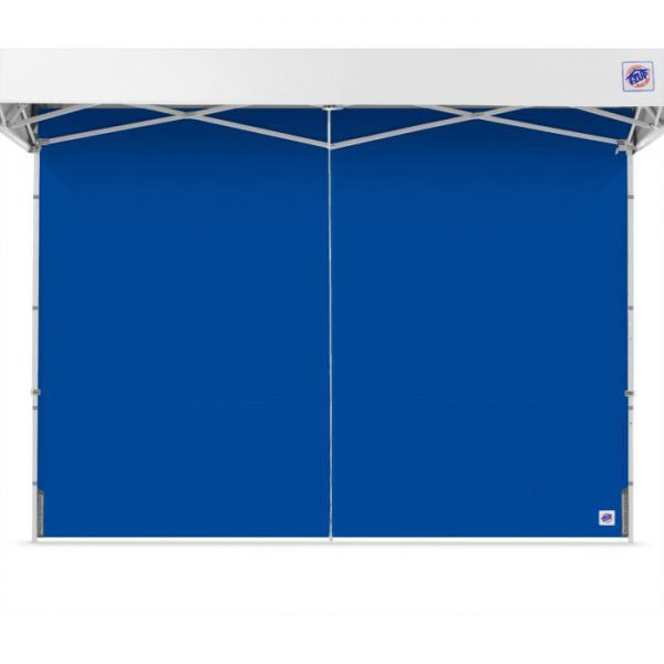 синя страница за професионална шатра E-Z UP® с цип отворена